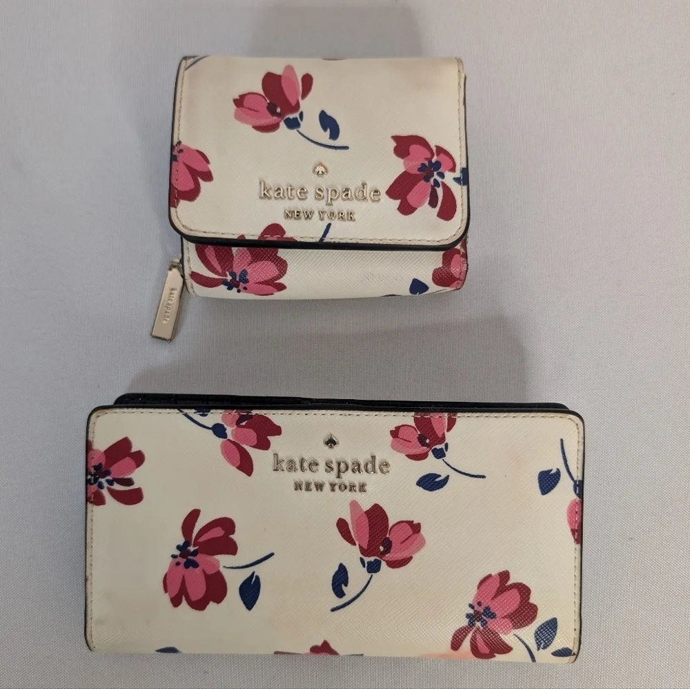 Kate Spade Staci Tea Garden Toss Bifold And Small Wallet Set As Is